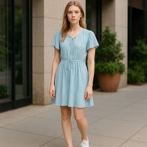Draper James RSVP Dress XL Aquamarine Blue Cottage‎ Prairie Core Feminine Spring